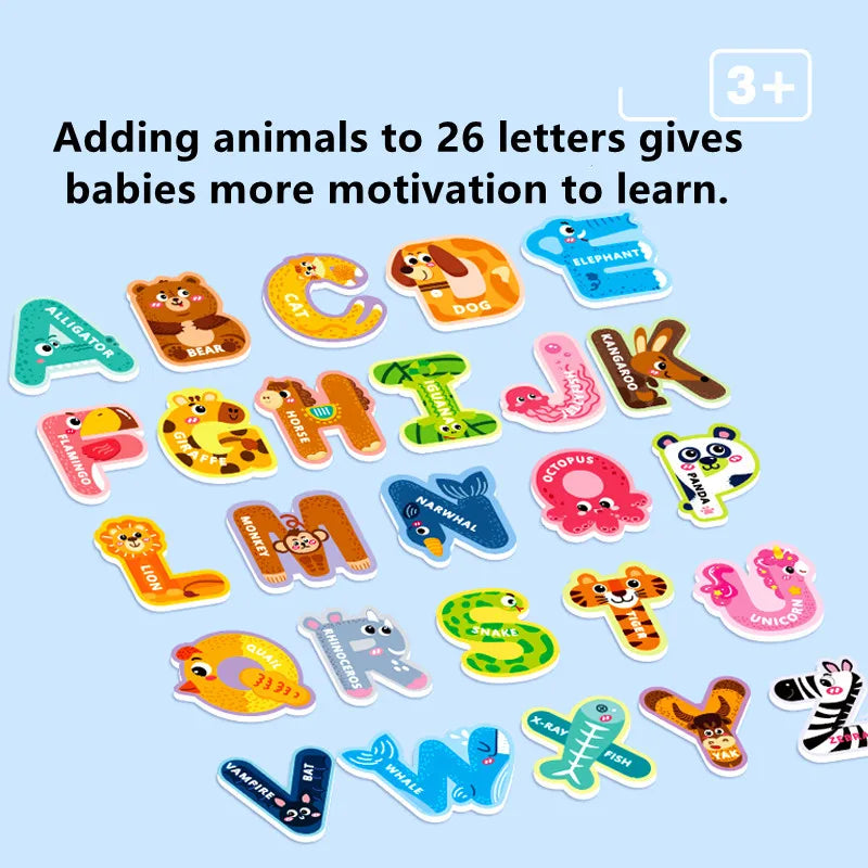 Animal shaped magnetic alphabet