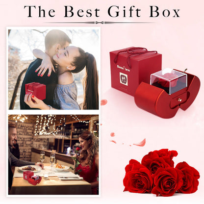 Eternal Rose + Necklace in a Red Apple Jewelry Box